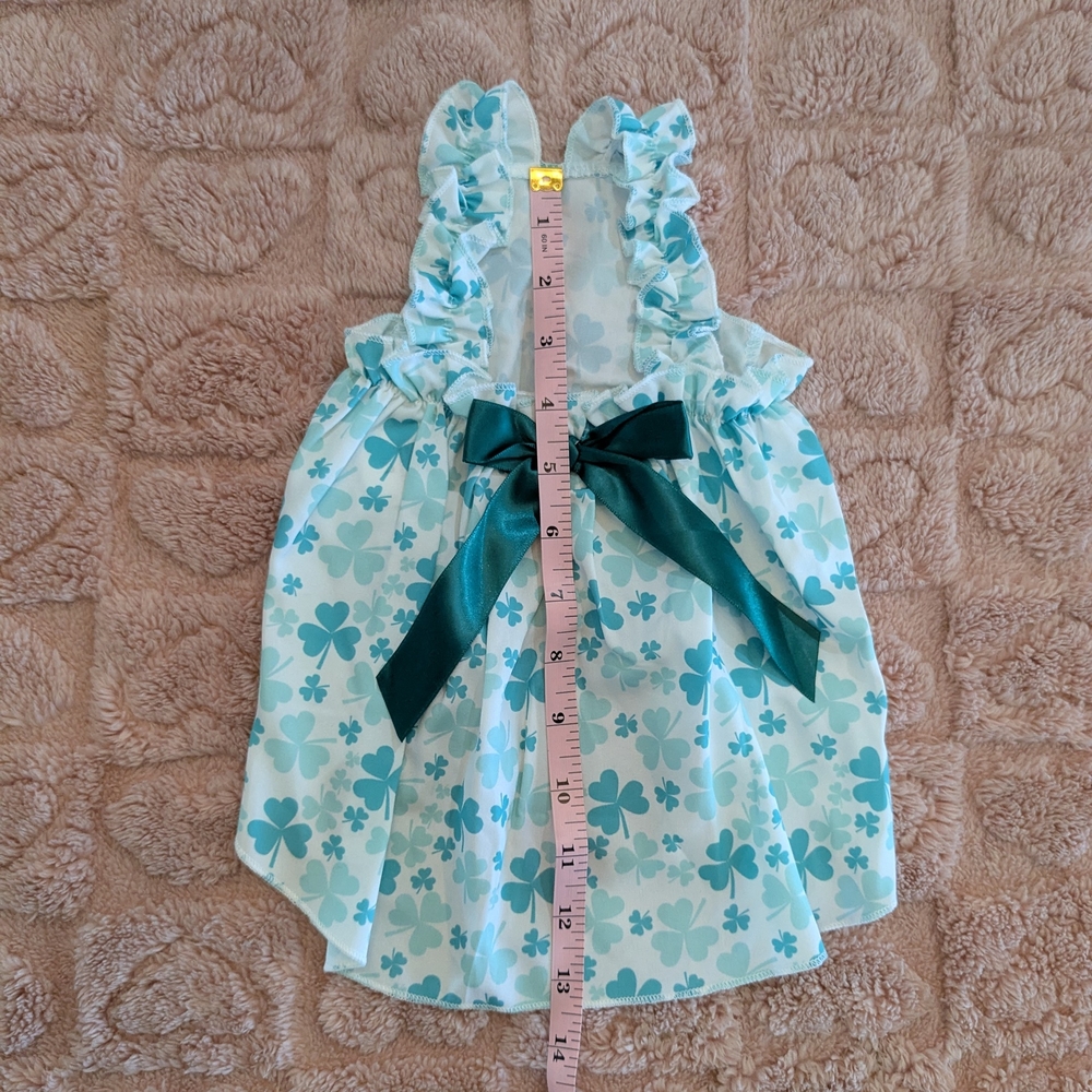 2/$10 🐾 New Size Large Charming Clover Print Dog Dress with Bow 🐾 - Picture 3 of 9